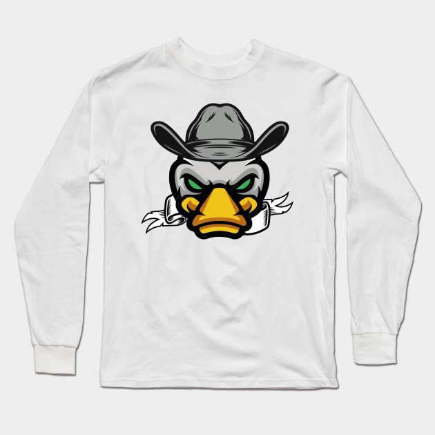 duck in his cowboy hat angry duck Long Sleeve T-Shirt by eyoubree